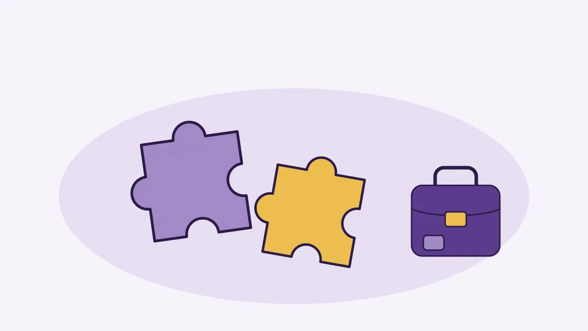 Deux pièces de puzzle et un petit cartable